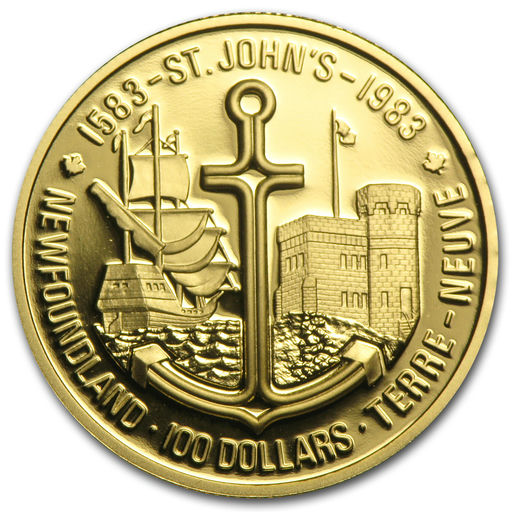 1983 Canada 1/2 oz Proof Gold $100 St. John's Newfoundland