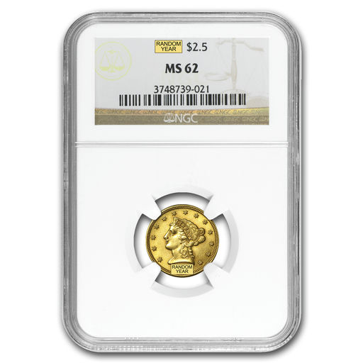 $2.50 Liberty Gold Quarter Eagle MS-62 NGC/PCGS