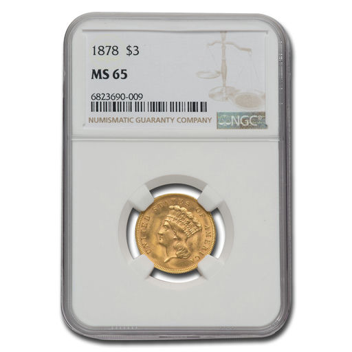 1878 $3 Gold Princess MS-65 NGC