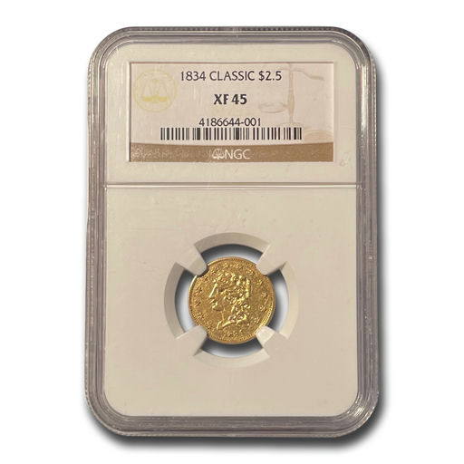 1834 $2.50 Classic Head Gold Quarter Eagle XF-45 NGC