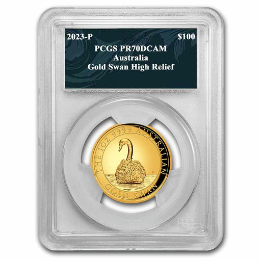 2023 Australia 1 oz Gold Swan PR-70 PCGS High Relief (Swan Label)