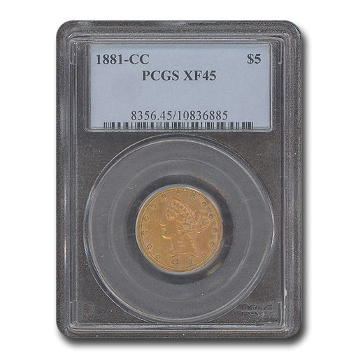 1881-CC $5 Liberty Gold Half Eagle XF-45 PCGS