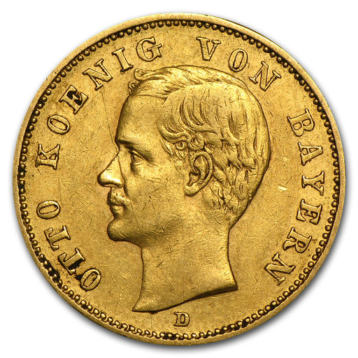 1895-1913 Germany Gold 20 Marks Bavaria Otto Avg Circ